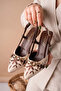 Embroidered Women's Heeled Shoes with Accessories - 3
