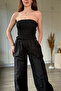 Strapless Elastic Poplin Black Jumpsuit - 4