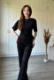 Waist Detailed Modal Fabric Trousers Black Set