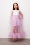Lilac Glitter Long Sleeve Girls' Dress with Long Tulle Skirt - Harriet