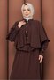 Women's Silk Cupra Suit with Sleeves, Buttons, and Cape Detail Skirt - 7