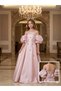 Balloon Sleeve Girl's Evening Dress with Bow Detail on the Back