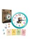 Wooden Clock Learning Set – Educational Children's Clock with 30 Task Cards, Ages 3+