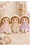 Rag Doll Plush Soft Stuffed Doll 70cm with Floral Dress, Lace Bonnet & Yarn Braids, Pink Yellow Purple - 2