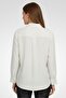 Women Spread Collar Plain Long Sleeve Shirt, Beige - 4