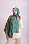 Ahenk Gradient Patterned Double-Sided Shawl - Blue Khaki Turquoise - 3