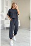 Women's Modal Two-Piece Set Oversize Crop Top and Baggy Pants Combination