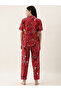 Red Tropical Print Cotton Shirt and Pyjama Set - 3