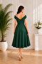 Women's Double Breasted Collared Flared Skirt Flounce Short Sleeve Crepe Dress - 3