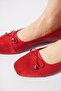Mesarte bow elastic double color genuine leather women's flat shoes red skin - 6