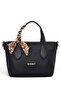 Black, Soft Textured, Scarf, Cross Strap, Minimalist, Hand & Shoulder Women's Bag - 3