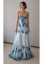 Floral Patterned Long Evening Dress Engagement Dress