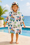100638 – Boy's Caravan Vacation Patterned Poncho Towel 60X60 cm Hooded Sea Towel - 3
