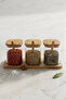 3-Piece Borosilicate Glass Spice Rack Set with Bamboo Stand Ckr4567