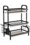 3-Tier Dish Drying Rack with Water Drain Trays and Side Basket Storage