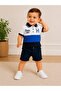 Baby Boy Polo Collar Shorts Set 2-Piece Summer Children's Set Navy Blue White - 5