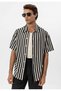 Oversize Openwork Striped Shirt - 4