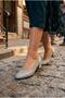 99005 Ventes Stone Embroidered Lace 3 cm High Low Heel Women's Shoes - 2