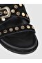 Women's Stone Detailed Genuine Leather Slippers - 5
