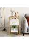 Nightstand, bedside table with open shelves and glass top and 3-tier storage, side table with metal frame for bedroom, easy - 5