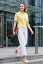 Yellow Polo Neck Short Sleeve Knitted Patterned Buttoned Summer Knitwear T-Shirt - 2