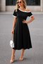 Women's short sleeve one shoulder midi viscose dress - 3