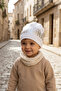 Nova Street White Cotton Beret - Silver Metallic Printed Hip-Hop Style Unisex Modern Hat 2-4 Years - 2