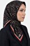 Women's Black Red Floral Patterned Stitched Writing