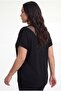 Women's Plus Size Black Blouse with Tulle Detail on the Back and Stones