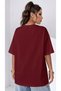 Women's oversized casual t-shirt crew neck free life burgundy - 5