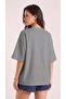 Women's oversized casual t-shirt - basic plain unprinted grey - 4
