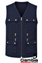 Men's 9-pocket summer vest - 5-piece set, multi-pocket, zippered, fabric linen blend - 5