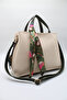 Women's Cream Khaki Large Size Inner Pocket Double Handle Scarf Detailed Useful Cross Strap Hand and Shoulder Bag - 7