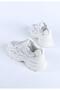 Women's Imported Thick Sole Lace-Up Sports Shoes & Sneakers White - 3
