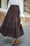 Women's Skirt with Sewing Detail and Elastic Waist, Brown - 10