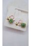 Colorful Square Charm Detail Dangle Earrings - 2