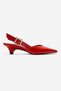 Dioris Red Skin Genuine Leather Women's Low Heel Shoes - 4