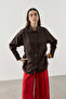 Linen Piping Tie-Up Shirt Dark Brown - 3