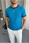 Men's regular fit crew neck t-shirt with sleeve detail - blue - 3