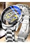 Mens Quartz Watch Alloy Strap Skeleton Transparent Dial Waterproof Luminous Analog Wristwatch Luxury Mechanical Style Design Gift for Men Silver - 5