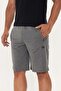 Men's Cotton Shorts with Embroidery Detail Anthracite Melange-5109