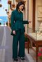 Women's Plus Size Double Breasted Collar Belted Woven Jacket Pants Set Long Sleeve Casual Comfortable Modern - 2