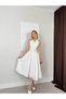 Halter Neck Halter Tie Midi Length White Dress - 2