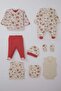 Baby Girl Hospital Release Pack of 8 Spring Breeze Rose Patterned 0-3 Months, Cream