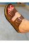 Stella Brown Double Buckle Daily Flat Sole Women's Slippers - 6