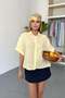 Women's Short Sleeve Buttoned 100% Cotton Shirt Yellow - 26Y 2132
