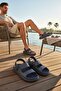 Men's Double-Strapped Sandals – Light Sole Daily Use Summer Slippers Navy Blue - 4