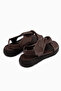 Jennie Genuine Leather Brown Cross-Strap Women's Sandals - 6