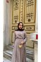 Women's Striped Patterned Waist Tie Dress Brown - 7