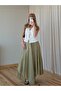 Dark Green Long Crinkled Skirt - E261022 - 3